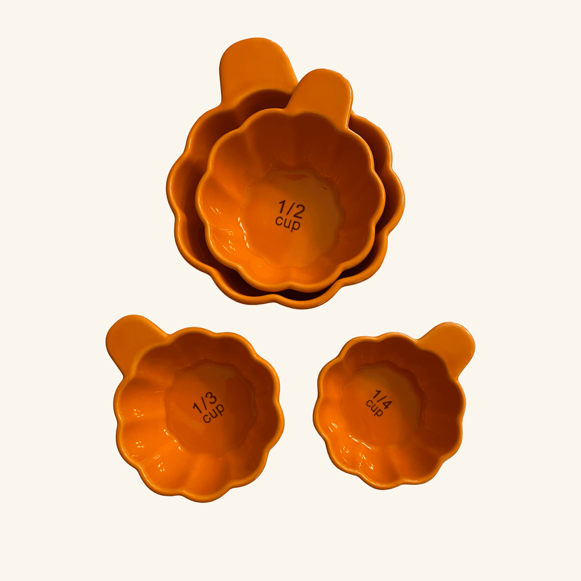 Orange Ceramic Pumpkin Measuring Cups